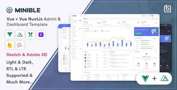 دانلود قالب Minible داشبورد مدیر با Vue و Vue Nuxt