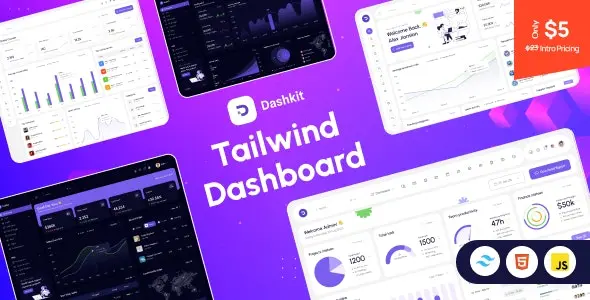 دانلود Dashkit قالب HTML پیشرفته داشبورد چند منظوره با Tailwind CSS