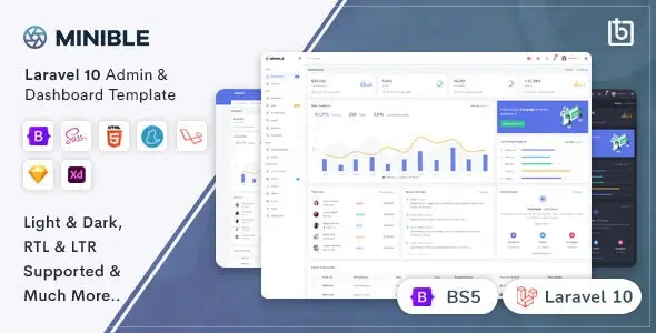 دانلود Minible – Laravel 10 Admin & Dashboard Template