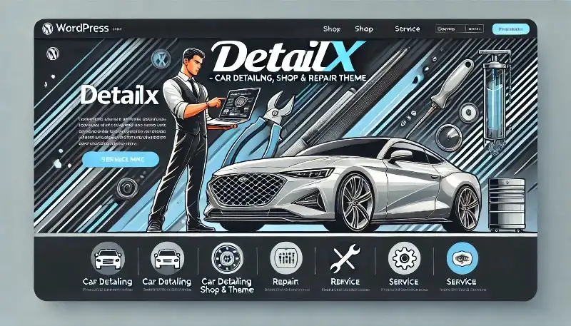 DetailX قالب وردپرس حرفه‌ای برای خدمات خودرو، دیتیلینگ و فروشگاه‌های لوازم جانبی