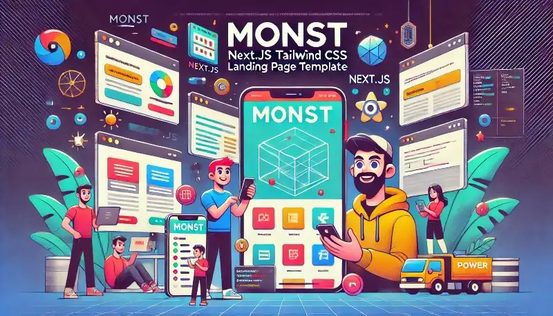 Monst قالب لندینگ‌پیج حرفه‌ای با Next.js و Tailwind CSS برای معرفی سرویس یا اپلیکیشن