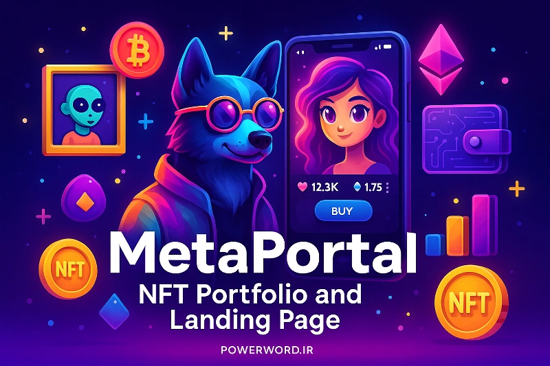 MetaPortal قالب HTML مخصوص نمایش NFT و لندینگ‌پیج پروژه‌های بلاک‌چین با طراحی دیجیتالی و انیمیشن‌های خاص