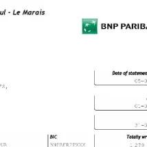 دانلود صورت‌حساب بانکی BNP Paribas فرانسه – فایل PDF با IBAN و BIC معتبر
