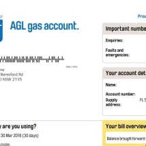 فایل PDF قبض گاز AGL مربوط به کشور استرالیا با طراحی واقعی و قابل استفاده فوری