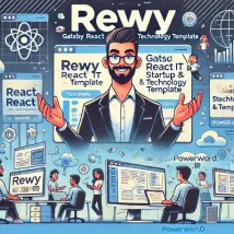 قالب Rewy گتسبی و ری‌اکت برای استارتاپ‌های تکنولوژی و برندهای دیجیتال با طراحی سریع و حرفه‌ای