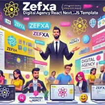 قالب Zefxa ری‌اکت و نکست برای آژانس دیجیتال، طراحی و برندینگ حرفه‌ای