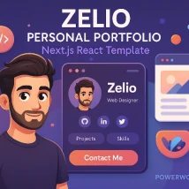قالب Zelio – تم نمونه‌کار شخصی با Next.js و طراحی مدرن برای فریلنسرها، طراحان و توسعه‌دهنده‌ها