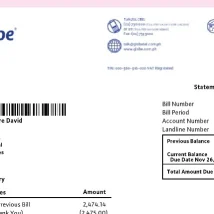 قبض اینترنت و تلفن Globe فیلیپین PDF برای وریفای صرافی و کیف پول دیجیتال