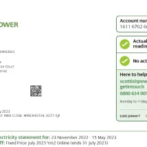 قبض برق ScottishPower بریتانیا PDF برای وریفای صرافی و حساب مالی