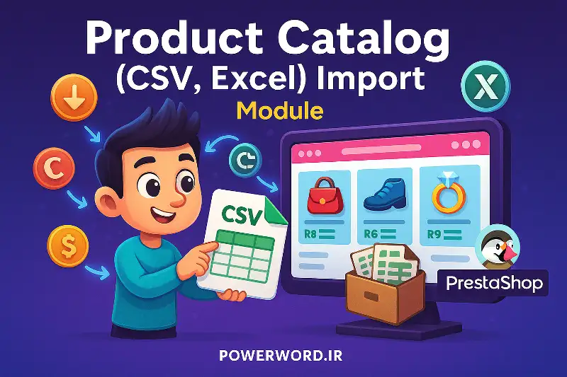 ماژول واردسازی حرفه‌ای Product Catalog (CSV, Excel) Import ترکیب، ویژگی، عکس و قیمت فقط با یک کلیک