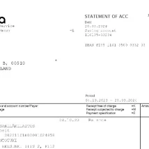 فایل PDF صورت‌حساب رسمی بانک SEB سوئد برای وریفای حساب و اثبات آدرس