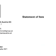 فایل PDF صورت‌حساب رسمی هزینه‌های بانکی از UniCredit اتریش – مناسب برای وریفای آدرس و خدمات قانونی