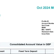 فایل PDF صورت‌حساب رسمی بانک SEB سوئد برای وریفای حساب و اثبات آدرس
