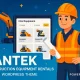 قالب وردپرس Antek پلتفرم حرفه‌ای اجاره آنلاین تجهیزات عمرانی
