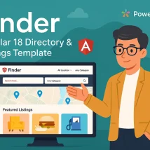 Finder قالب آنگولار 18 برای ساخت دایرکتوری مشاغل و پلتفرم لیستینگ قالب انگولار صفحه فرود Deoxa