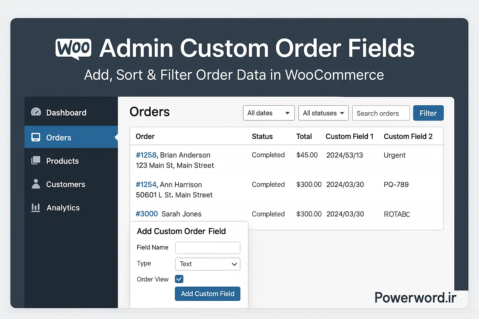 WooCommerce Admin Custom Order Fields افزونه فیلدهای سفارشی مدیریت سفارش‌ها در ووکامرس