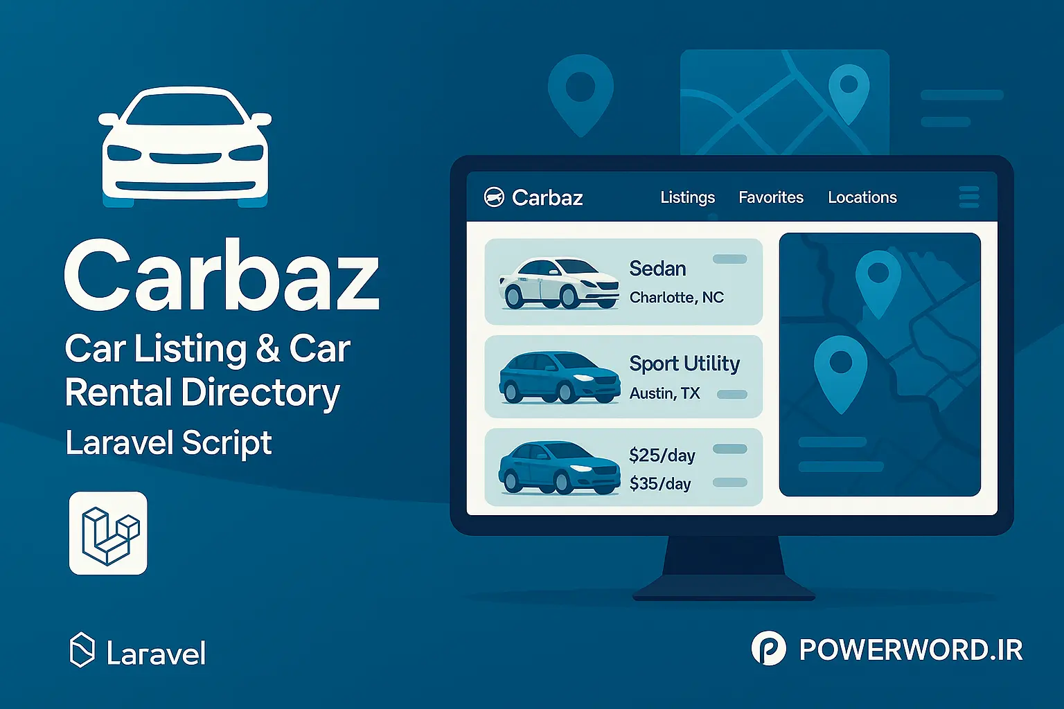 اسکریپت Laravel Carbaz بهترین انتخاب برای سایت آگهی و اجاره خودرو