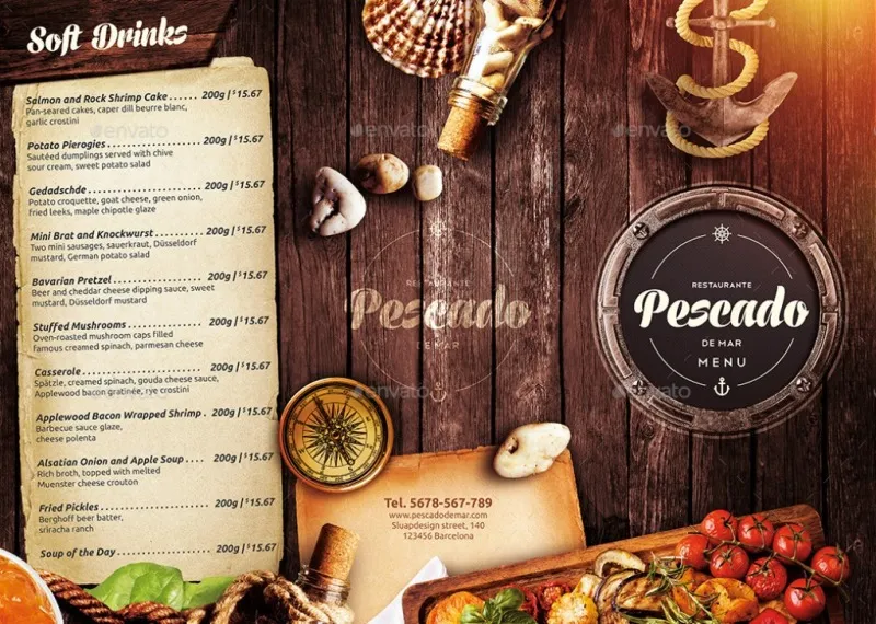 طرح منو + کارت ویزیت حرفه‌ای برای رستوران و کافه