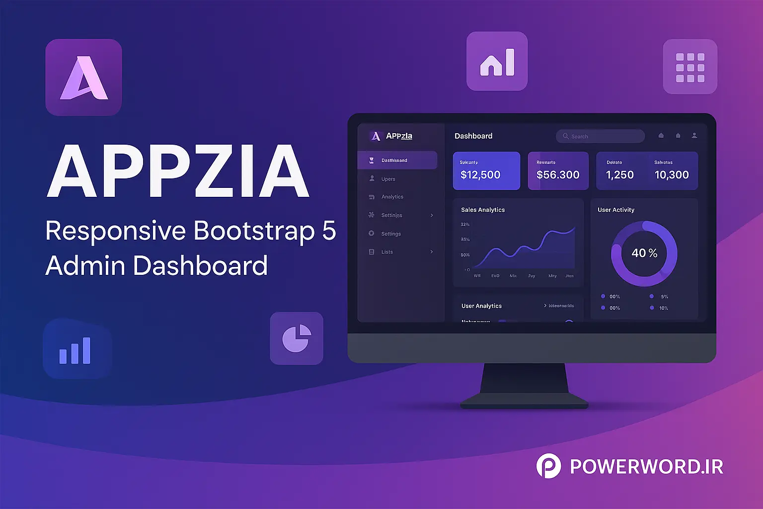 قالب Appzia – داشبورد ادمین Bootstrap 5 برای ساخت پنل مدیریتی حرفه‌ای