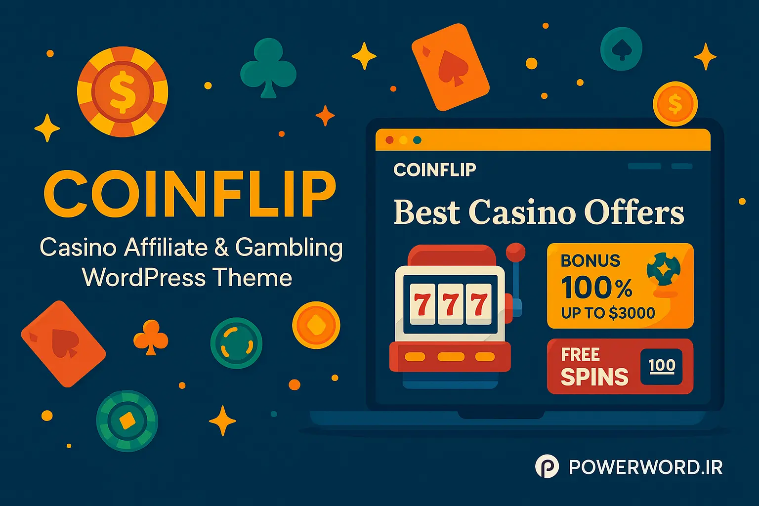 قالب وردپرس Coinflip برای سایت‌های همکاری در فروش