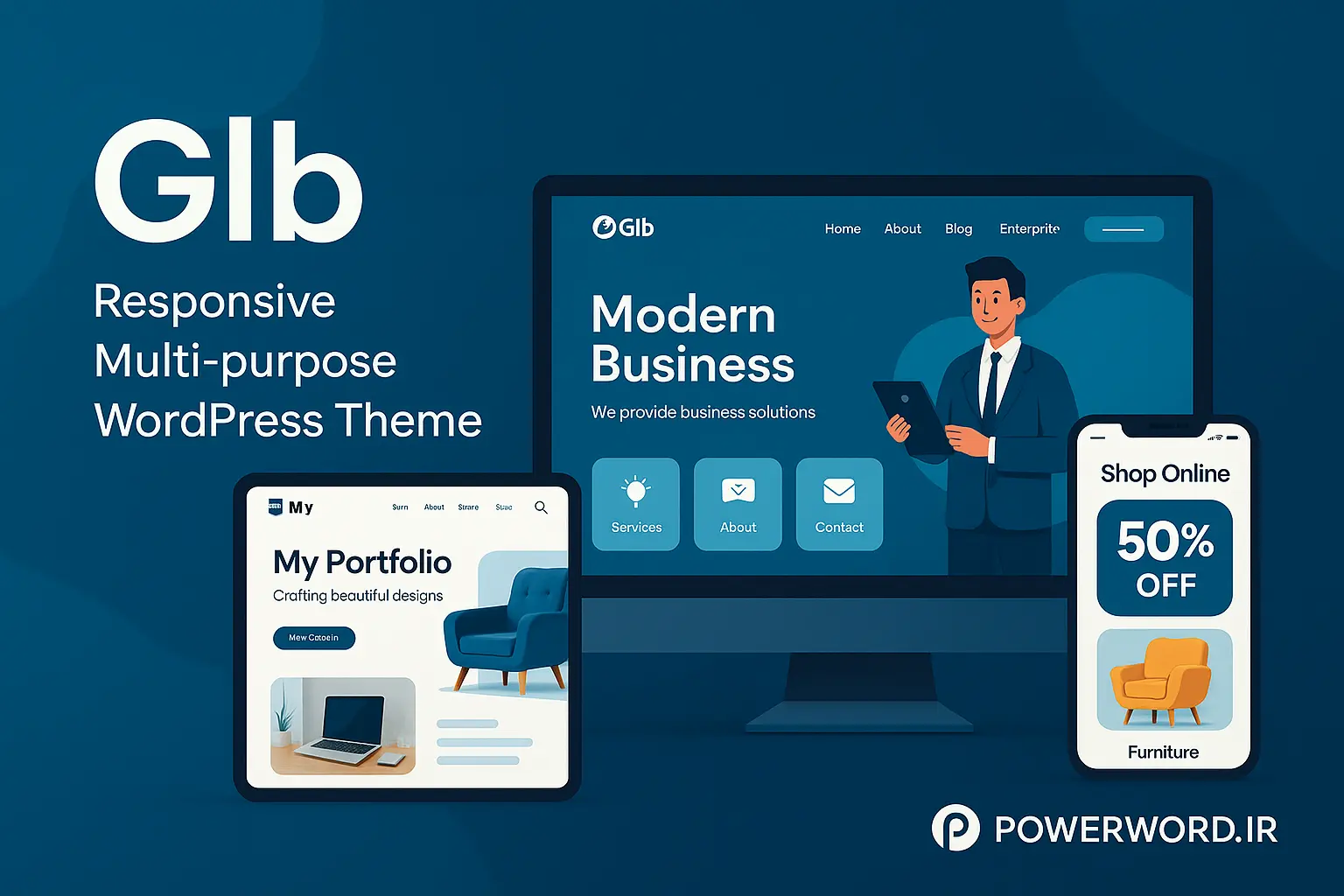 قالب وردپرس Glb برای طراحی سایت چندمنظوره و فروشگاهی