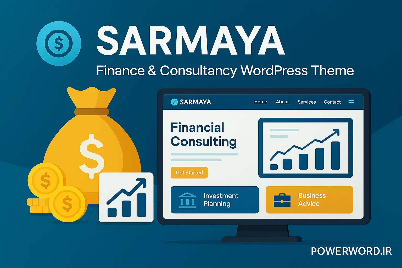 قالب وردپرس Sarmaya برای وب‌سایت‌های مالی، سرمایه‌گذاری و مشاوره
