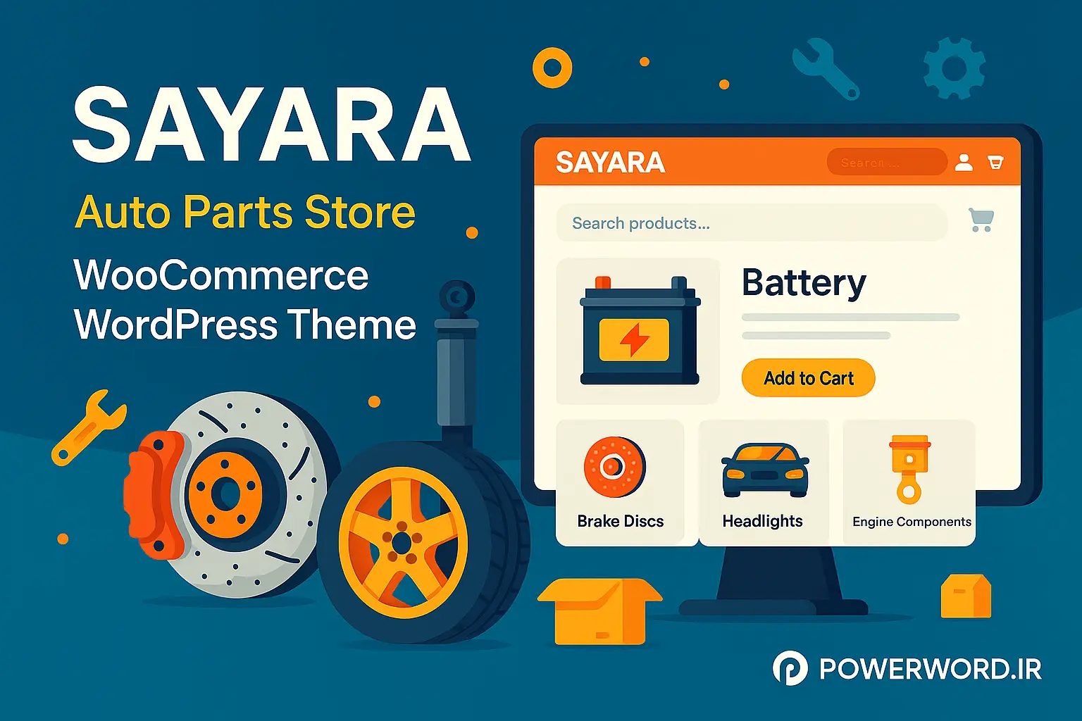 قالب وردپرس ووکامرس Sayara برای فروشگاه آنلاین قطعات خودرو