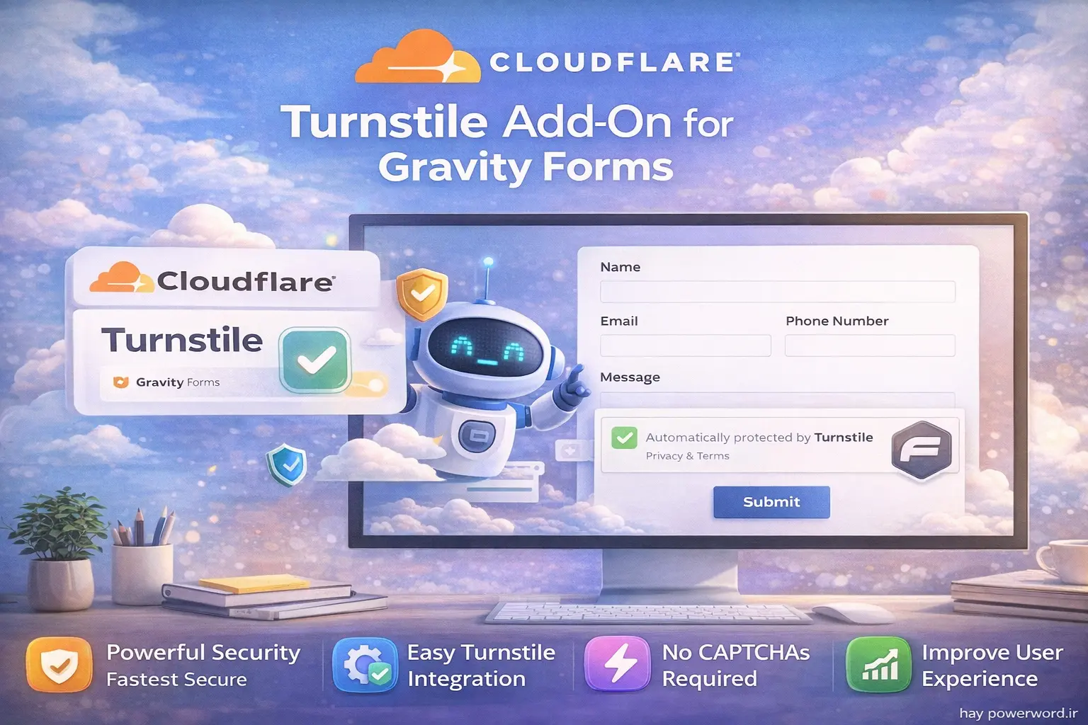 ادآن وردپرس Cloudflare Turnstile برای ضد اسپم گرویتی فرمز ادآن وردپرس Cloudflare Turnstile برای ضد اسپم گرویتی فرمز