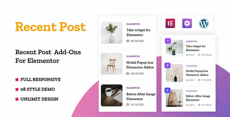 افزونه وردپرس Recent Posts Widget برای المنتور افزونه وردپرس Recent Posts Widget برای المنتور