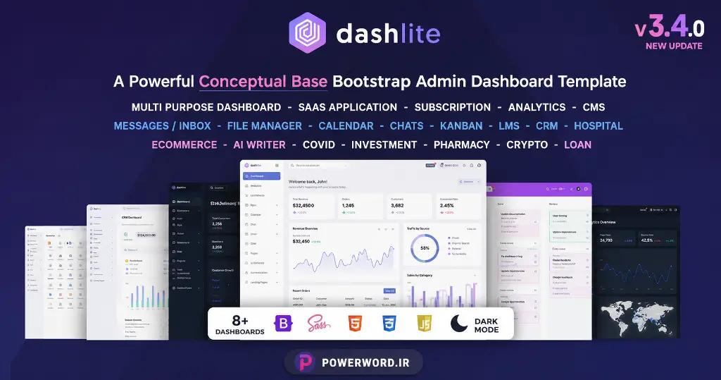 قالب داشبورد DashLite پنل مدیریت ریسپانسیو و مدرن بوت استرپ قالب داشبورد DashLite پنل مدیریت ریسپانسیو و مدرن بوت استرپ